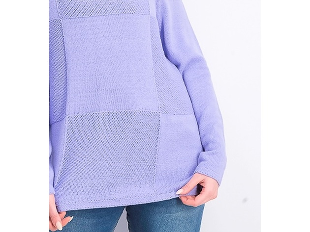 Karen Scott Women's Patchwork-Stitch Pullover Sweater  Purple Bliss Size Large