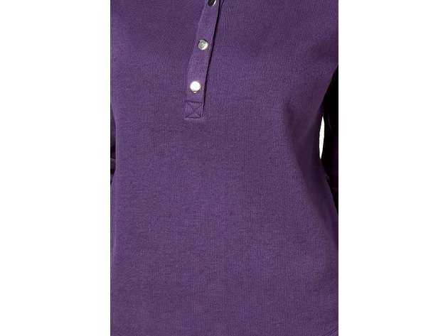Karen Scott Women's Sport Wing-Collar Snap-Front Top  Purple Size Large