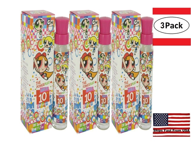 3 Pack Powerpuff Girls 10th Birthday by Warner Bros Eau De Toilette Spray 1.7 oz for Women