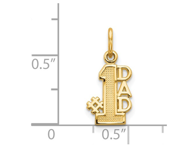 14K Yellow Gold  #1 DAD Charm Pendant Necklace with Chain