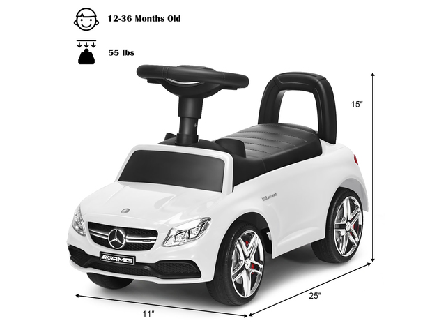 AMG Mercedes Benz Licensed Kids Ride On Push Car with Music Horn and Storage White\Black\Red - White