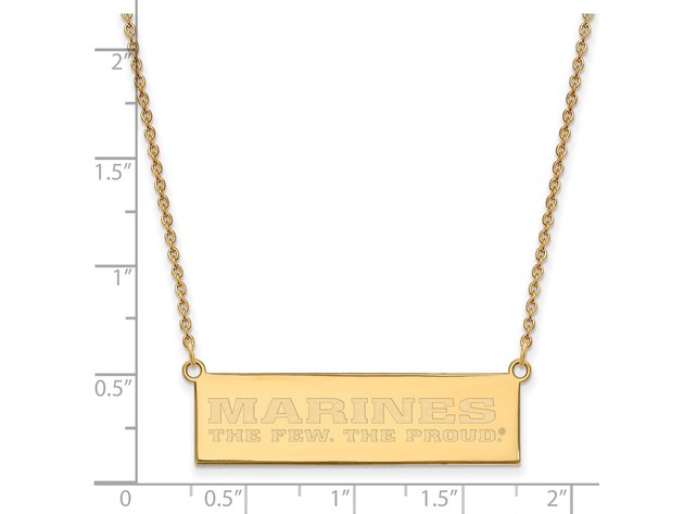 14k Yellow Gold U.S. Marine Corps The Few The Proud Bar Necklace, 18in