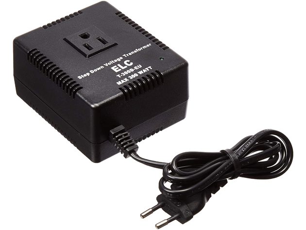 ELC 300 Watt Voltage Converter Transformer Heavy Duty Compact - Step Down - 220/240 to 110/120 Volt - Light Weight - Travel - For Hair Straightener, Toothbrush, TVs, Laptops, Chargers