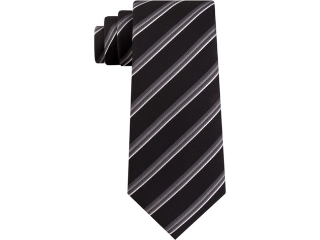 Kenneth Cole Reaction Men's Veloutine Stripe Tie Black Size Regular