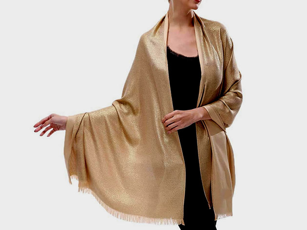 Shimmered Shawl: Two-Toned Elegance (Golden Shimmer)