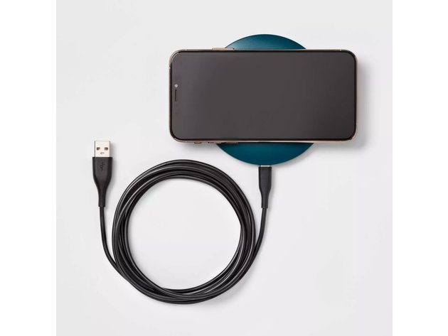 Heyday Qi Wireless 5 Watts Power Charging Puck with LED Charge Indicator Light, Dark Teal
