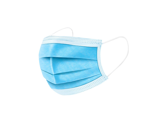 50 PCS Thick 3-Layer Breathable Non-woven Fabric Disposable Face Mask - Blue + White