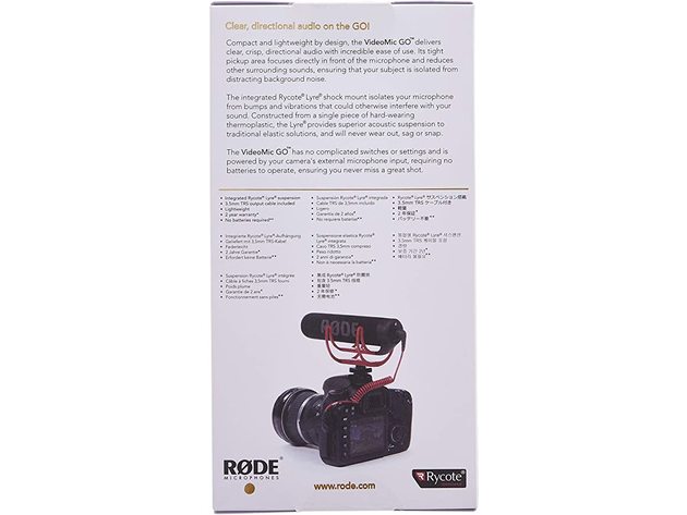 Rode VMGO VideoMic GO Unidirectional Lightweight Wired On-Camera Microphone (Used)
