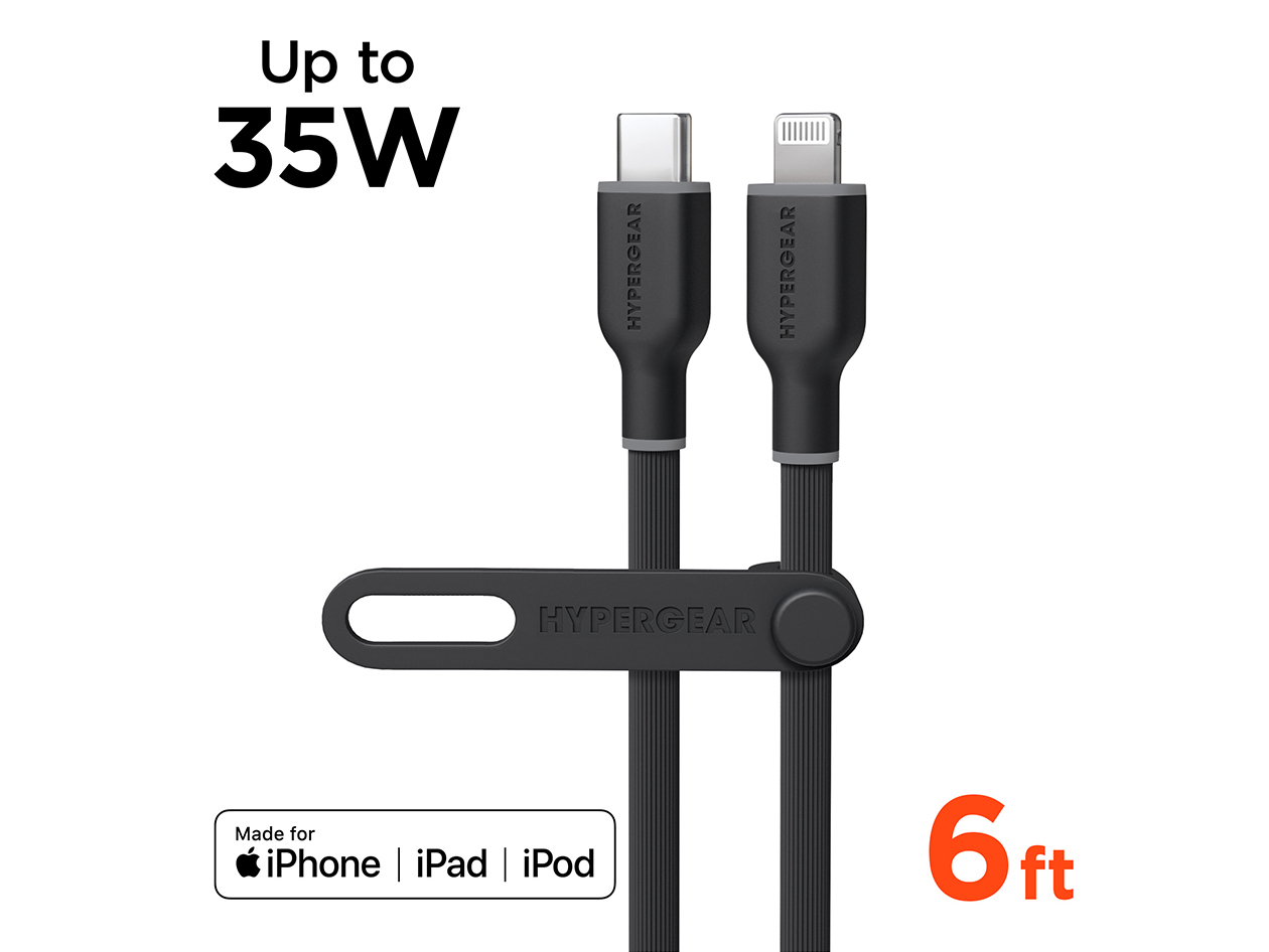 Flexi Pro MFi-Certified USB-C to Lightning Soft-Touch Silicone Cable (6ft/Black)