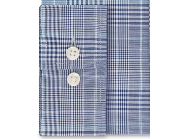 Michael Kors Men's Slim-Fit Non-Iron Airsoft Performance Stretch Plaid Dress Shirt Blue Size 16-3637