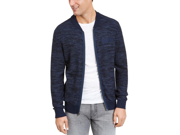 American Rag Men's Textured Zip-Front Cardigan  Navy Size Large