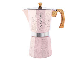 MILANO Stovetop Espresso Maker & EZ Latte Milk Frother Bundle Set (Blush Pink/12-Cup)
