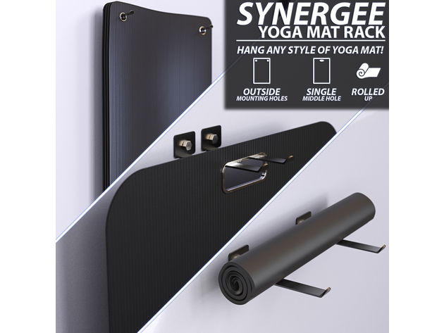 Synergee Yoga Mat & Foam Roller Wall Rack