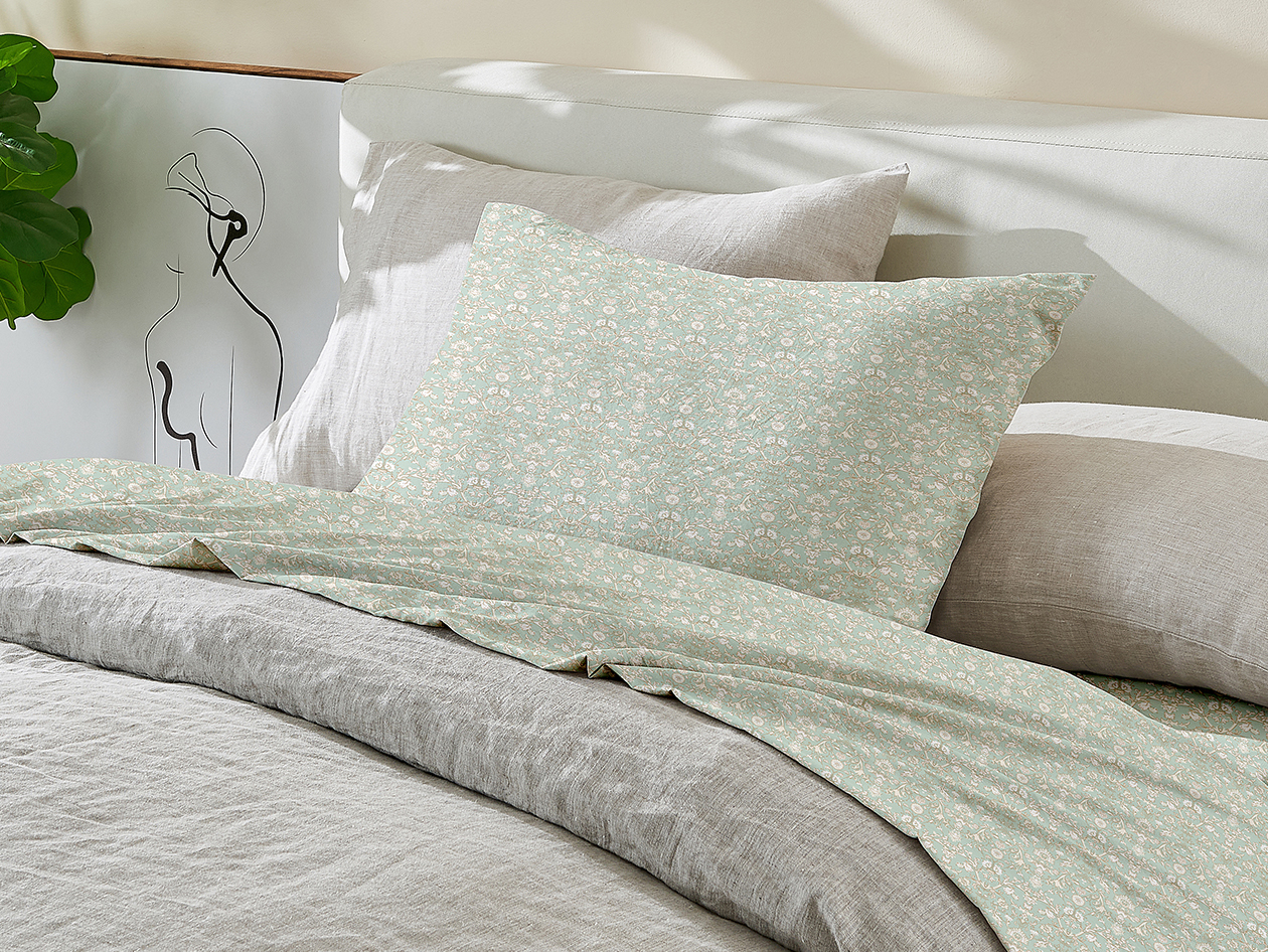 4-Piece Floral Print Microfiber Sheet Set (Floral Green/Full)