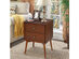 Costway Nightstand Mid-Century End Side Table 2 Drawers Rubber Wood Legs Living Room - Brown