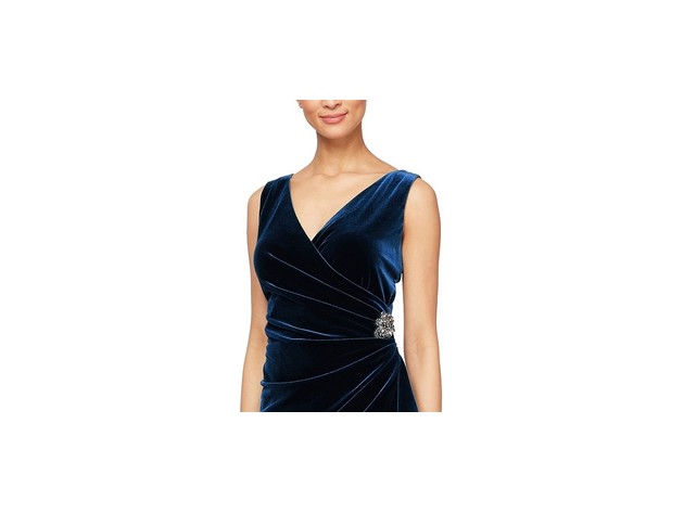 Alex Evenings Women's Petite Velvet Sheath Dress Blue Size 10 | StackSocial