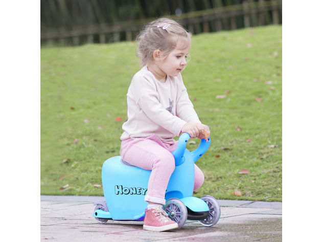 Costway Kids Scooter 3 In 1 Blue Kick Wheel Adjust Handle Bar w Storage Christmas Gift - Blue