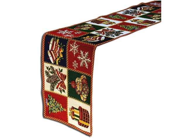 Homvare Christmas Table Full Length Runner for Holiday Dinner, Parties, Home Décor Woven Tapestry 13”x72”