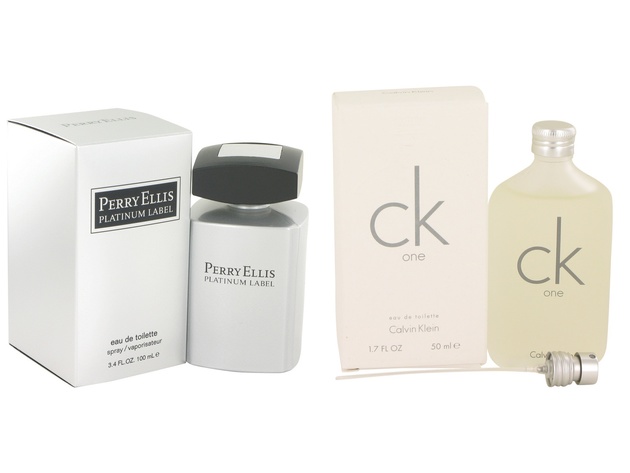 Gift set  Perry Ellis Platinum Label by Perry Ellis EDT Spray 3.4 oz And  CK ONE EDT Pour/Spray (Unisex) 1.7 oz
