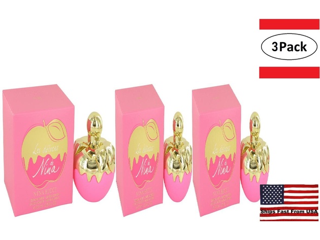3 Pack Les Delices De Nina by Nina Ricci Eau De Toilette Spray 2.5 oz for Women