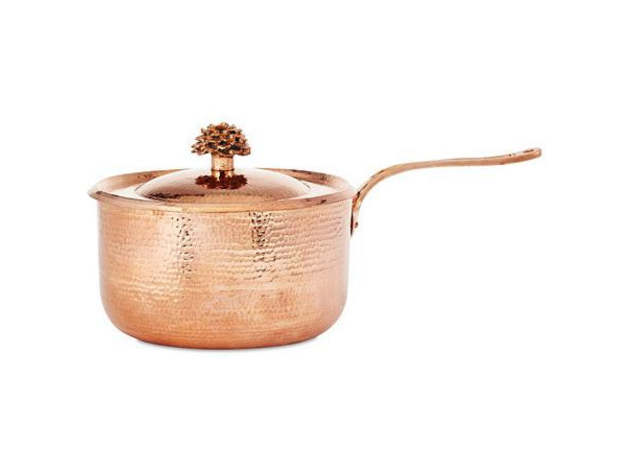 Copper Saucepan 4.4 Qt with Flower Lid 