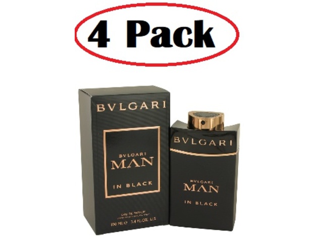 4 Pack of Bvlgari Man In Black by Bvlgari Eau De Parfum Spray 3.4 oz