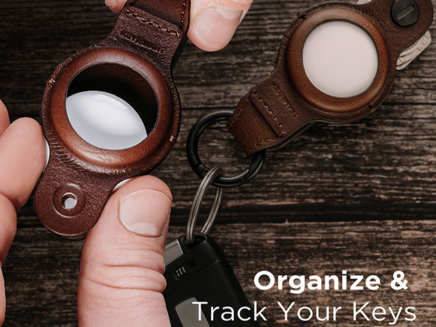 KeySmart® Air Leather 5-Key & Apple AirTag Organizer