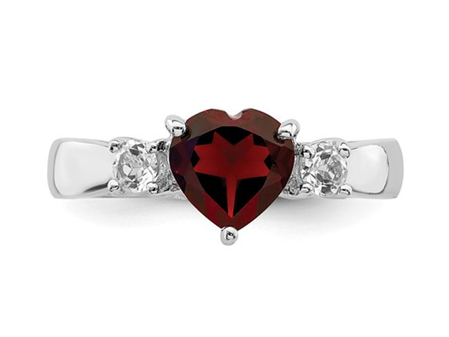 1.40 Carat (ctw) Garnet and White Topaz Ring in Sterling Silver - 8