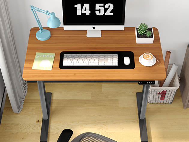 Electric Height Adjustable Standing Desk for Home Office (Cherry)