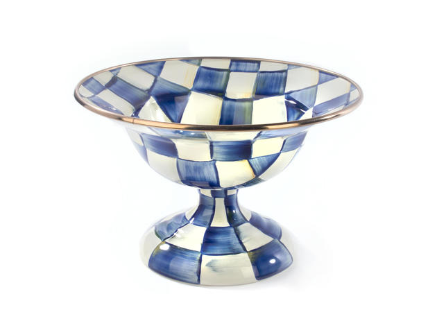 MacKenzie-Childs Royal Check Enamel Compote - Small