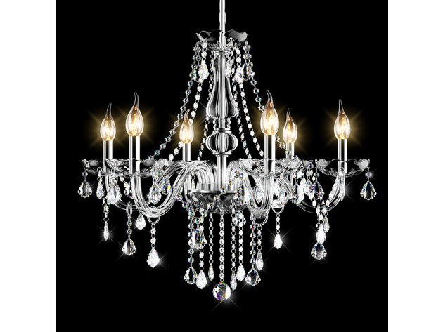 Costway Elegant Crystal Chandelier Modern 6 Ceiling Light Lamp Pendant Fixture Lighting - Transparent