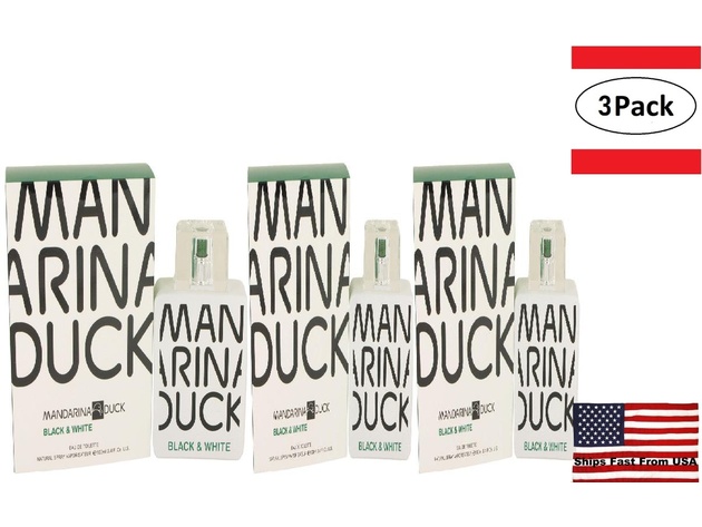 3 Pack Mandarina Duck Black & White by Mandarina Duck Eau De Toilette Spray 3.4 oz for Men