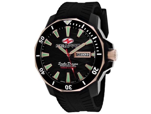 Seapro Men's Scuba Dragon Diver Limited Edition 1000 Meters Black Dial Watch SP8320