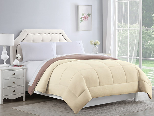 Bibb Home Reversible 2-Tone Down Alternative Comforter (Ivory/Taupe/King)