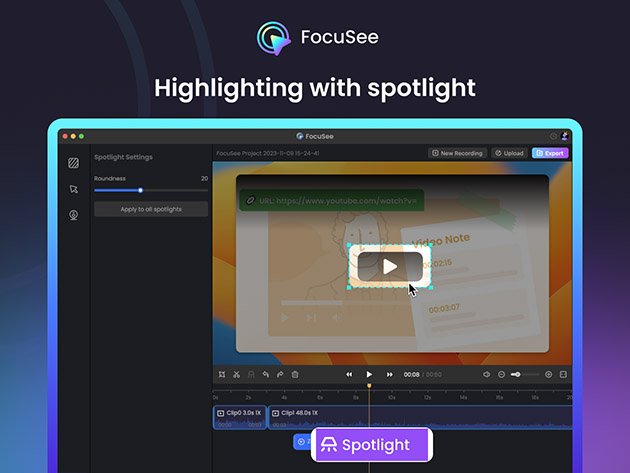 FocuSee Screen Recording Tool: One-Time Lifetime Subscription (5 Computers)