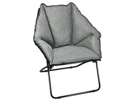 Costway Folding Saucer Padded Chair Soft Wide Seat w/ Metal Frame Lounge Furniture - Gray