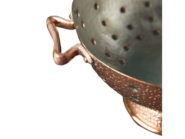 Copper Colander 9.5" with Brass Handles