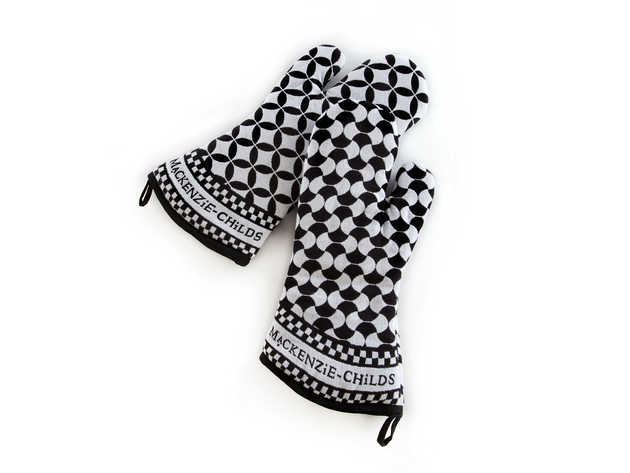 MacKenzie-Childs Geo Oven Mitts - Black - Set of 2