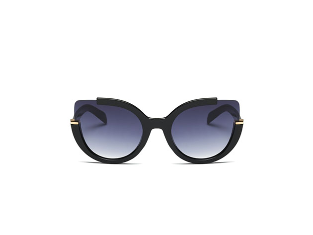 Lauryn Half-Frame Round Cat Eye Sunglasses
