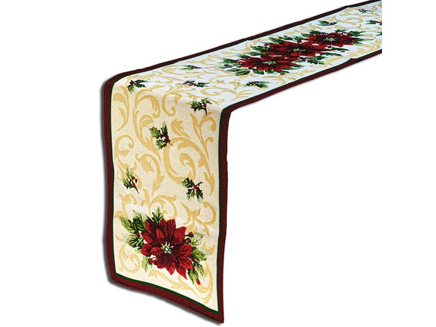 Homvare Christmas Table Full Length Runner for Holiday Dinner, Parties, Home Décor Woven Tapestry 13”x72” - Red