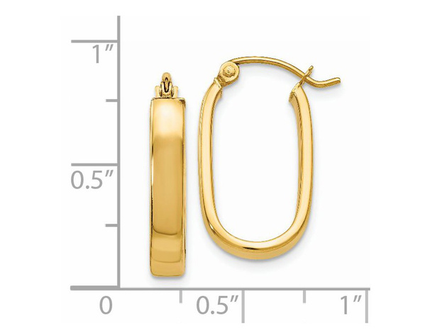 14K Yellow Gold Polished 3.5mm Oval Hoop Earrings