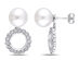 Freshwater Cultured Pearl and White Topaz Open Disc Two-In-One Earrings Sterling Silver