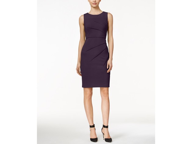 Calvin Klein Women's Sunburst Sheath Dress Purple Size 14