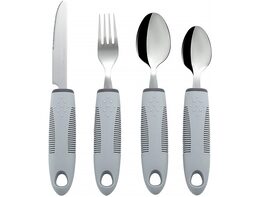 Homvare 4-Piece Kitchen Set, Adaptive Utensils with Wide, Non-Weighted, Non-Slip Handles for Hand Tremors - Grey