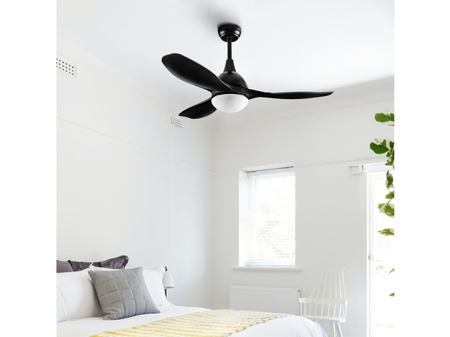 Costway 48" Ceiling Fan w/ Dimmable LED Light Remote Control Modern Reversible Blades - Black