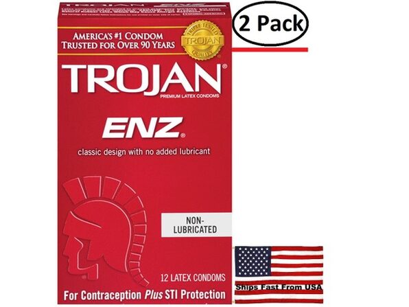 2 Pack ) Trojan Enz Non-Lubricated Condoms - 12 Pack