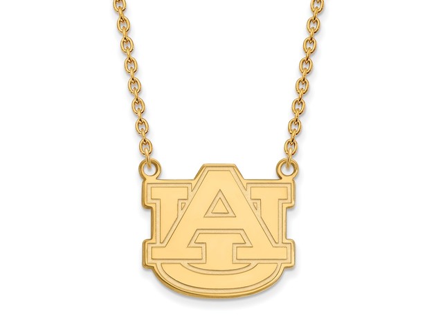 14k Gold Plated Silver Auburn U Large 'AU' Pendant Necklace