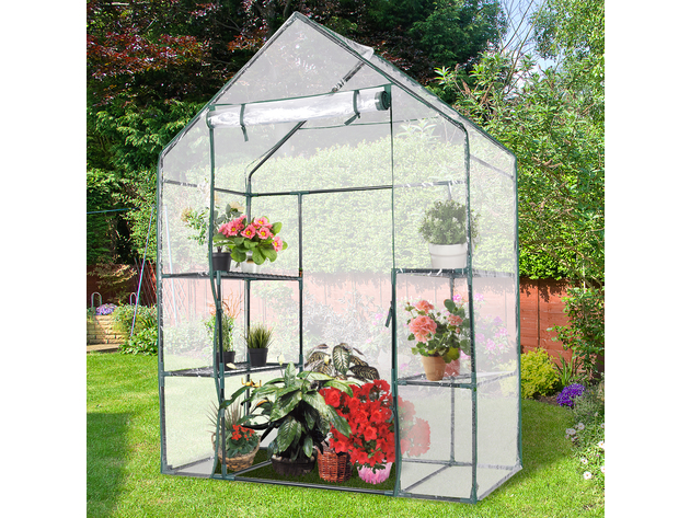 Costway Portable Mini Walk In Outdoor 3 Tier 6 Shelves Greenhouse - Clear