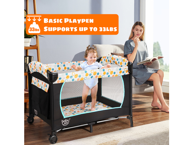 Babyjoy 4-in-1 Convertible Portable Baby Playard Newborn Napper w/ Changing Station Blue