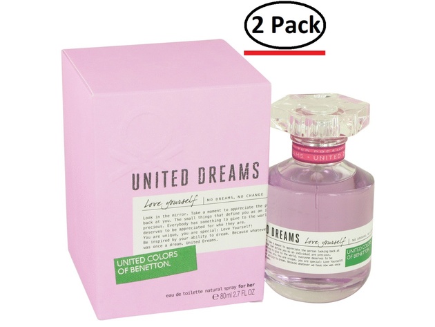 United Dreams Love Yourself by Benetton Eau De Toilette Spray 2.7 oz for Women (Package of 2)
